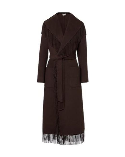 Jonathan Simkhai Brown Fringed Wool-Blend Coat