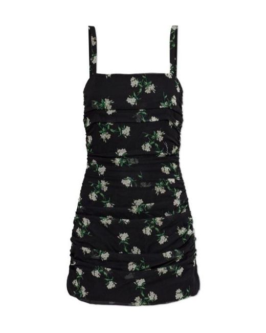 Dolce & Gabbana Black Floral Motif Mini Dress
