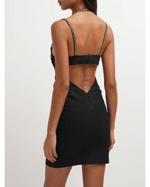 The Attico Black Crystal Crepe Coco Dress