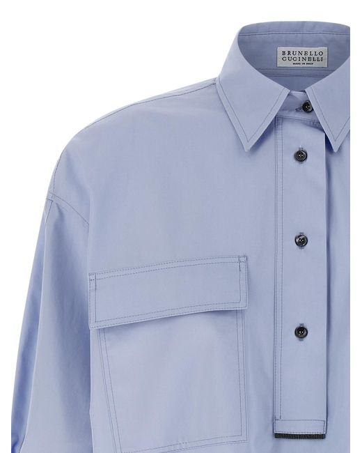 Brunello Cucinelli Blue Chest Pocket Shirt