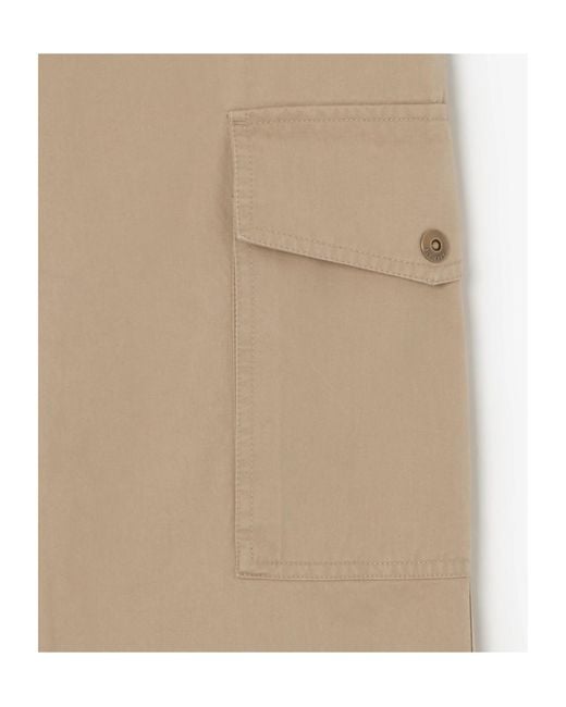 Burberry Natural Cotton Twill Cargo Trousers for men
