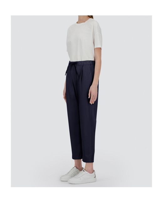 Herno Blue Straight-Leg Drawstring Trousers