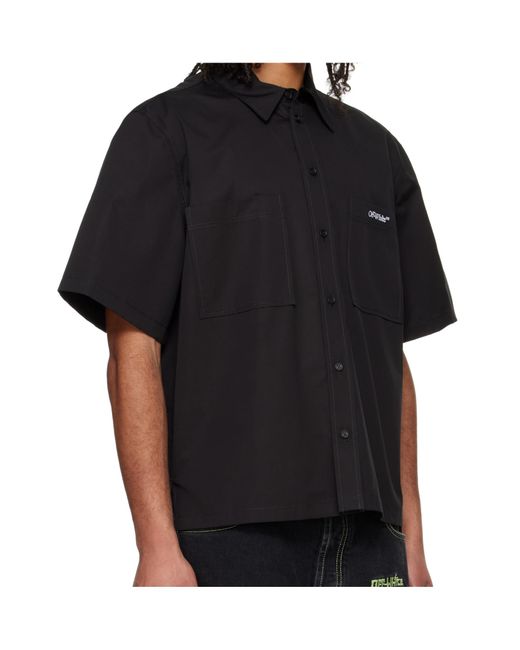 Off-White c/o Virgil Abloh Black Logo-Embroidered Shirt for men