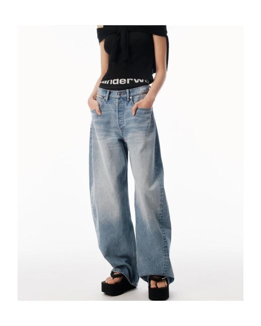 Alexander Wang Blue Logo Band Balloon Jeans