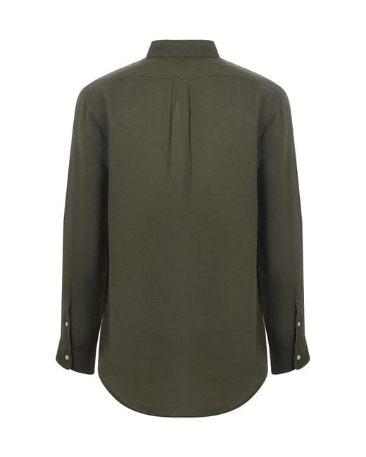 Polo Ralph Lauren Green Linen Shirt for men