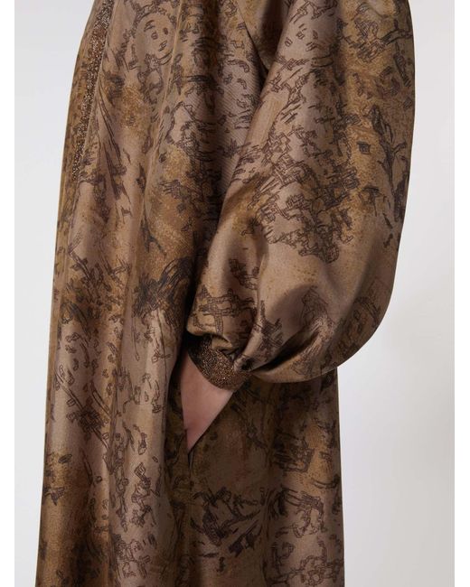 Max Mara Brown Mxmalpe Flared Printed Dress