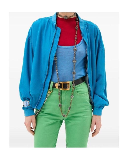 Versace Blue Poplin Zipped Blouson