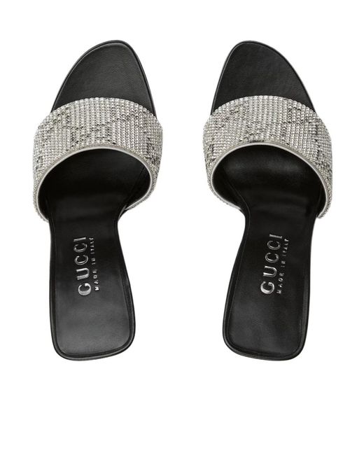 Gucci White Gg Embellished Sandals
