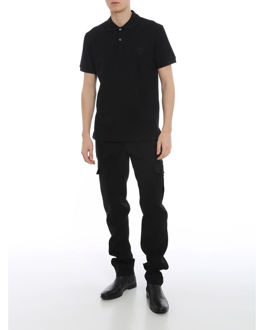 McQueen Black Polo Shirt With Skull Pattern for men