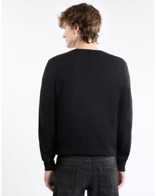 Fay Blue Ribbed Crewneck Sweater for men