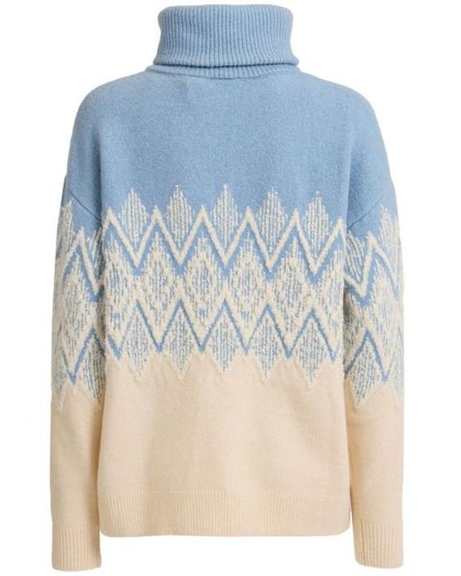 Varley Blue Hedda Fairisle Half-Zip Sweater