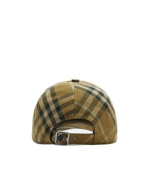 Burberry Green Check Printed Baseball Cap for men