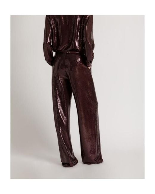Alberta Ferretti Purple Sparkling Night Wide-Leg Sequined Trousers