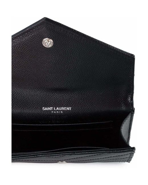 Saint Laurent Black Logo Plaque Envelope Wallet