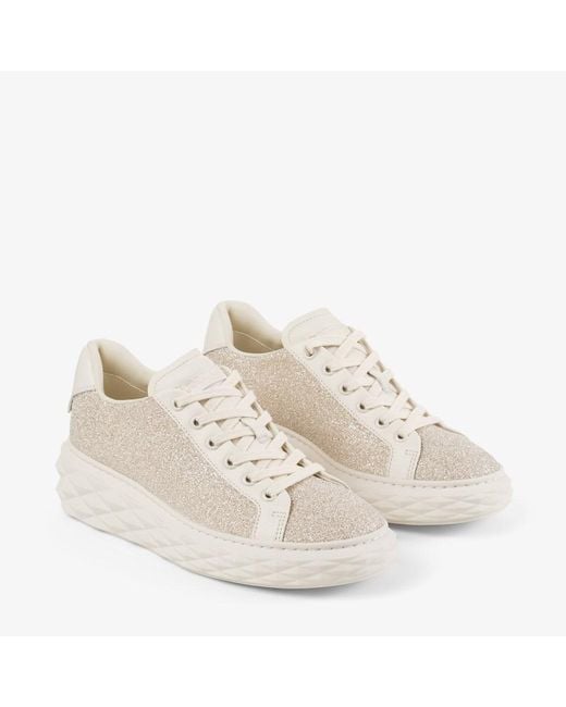 Jimmy Choo Natural Embellished Lace-Up Sneakers