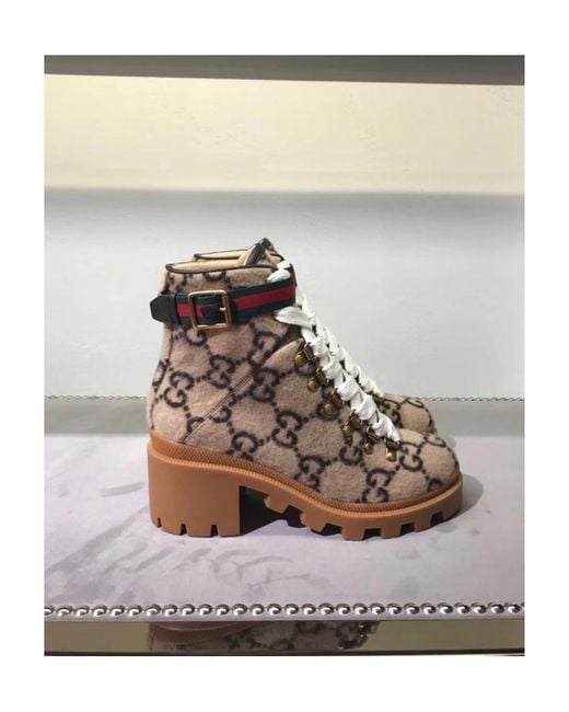 Gucci Brown Gg Wool Ankle Boot