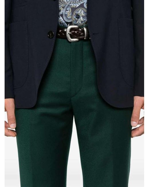 Etro Green Button Trousers for men