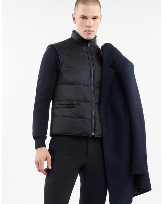 Fay Blue Layered Straight Hem Coat for men