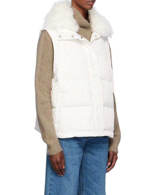 Yves Salomon White Quilted Zipper Down Jacket