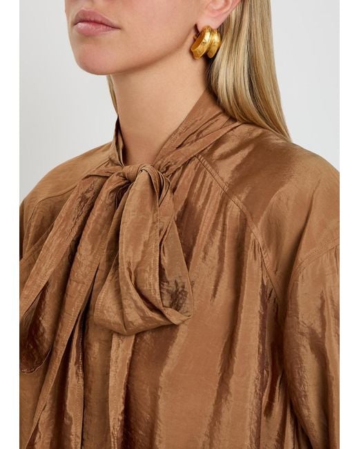 Saint Laurent Metallic Bo Pointes Arrondies Sculpted-Tone Earrings