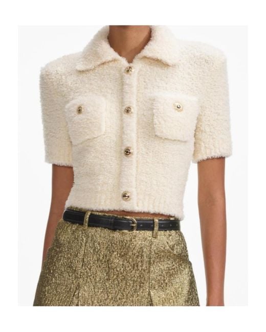 Self-Portrait Natural Textured-Finish Top