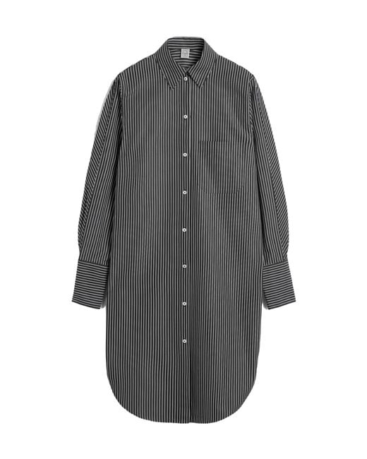 Totême Gray Totême Striped Long-Sleeved Shirt Dress