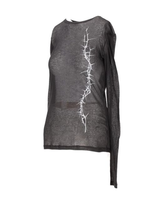 Ann Demeulemeester Gray Fiene Printed Long-Sleeved T-Shirt
