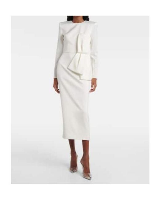 Alex Perry White Bow-Detail Crepe Satin Gown