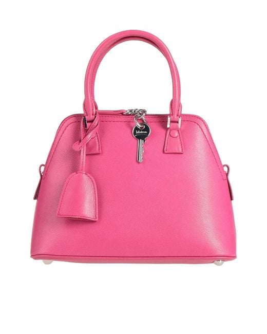 Maison Margiela Pink Medium Plain Leather Bowling Bag