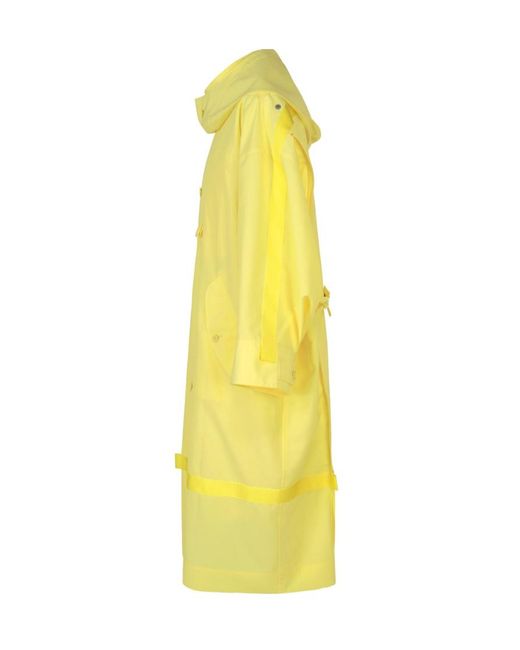 Homme Plissé Issey Miyake Yellow Carrier Carried Hooded Logo-Print Coat for men