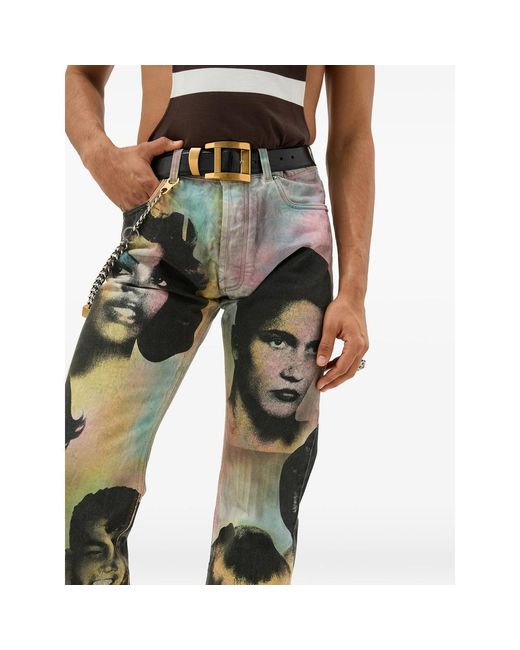 Versace Multicolor Printed Regular Jeans for men