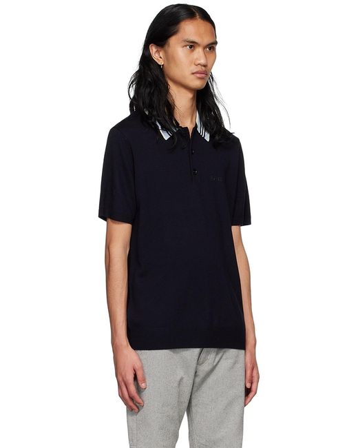 Burberry Black Icon Stripe Polo Shirt for men