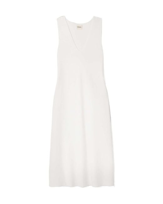 Khaite White Keran Stretch-Knit Midi Dress