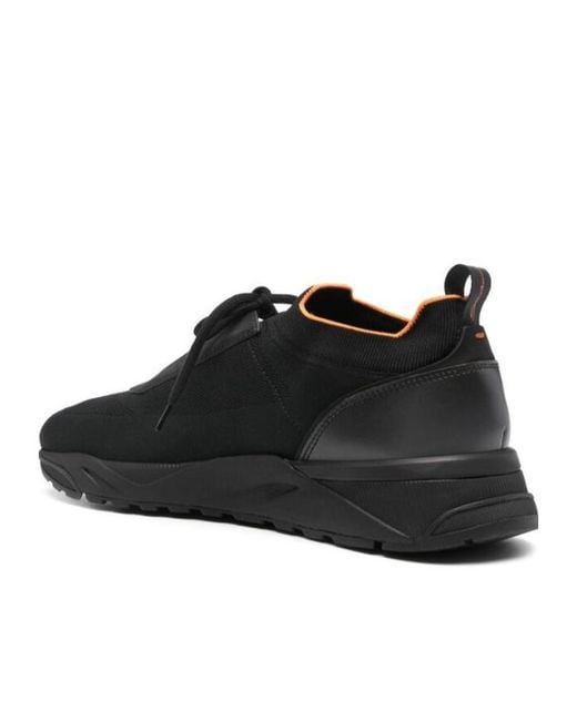 Santoni Black Sock-Like Mesh Low-Top Sneakers for men