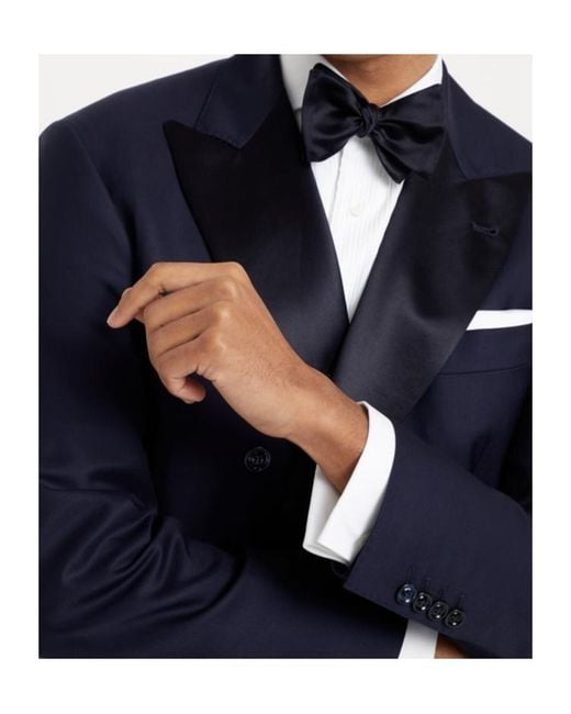Brunello Cucinelli Blue Double-Breasted Wool Suit for men