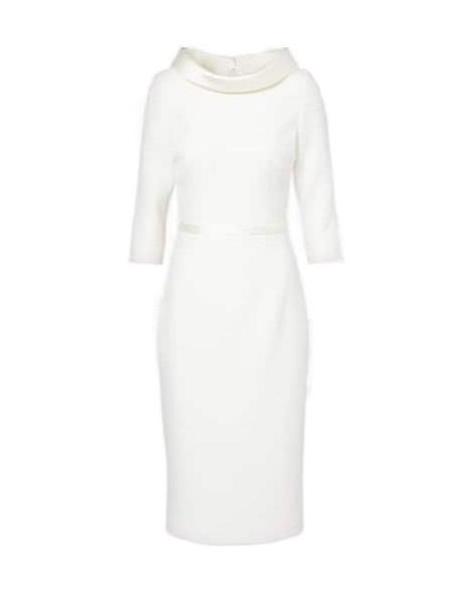 Safiyaa White Bridal Meryl Crêpe Midi Dress