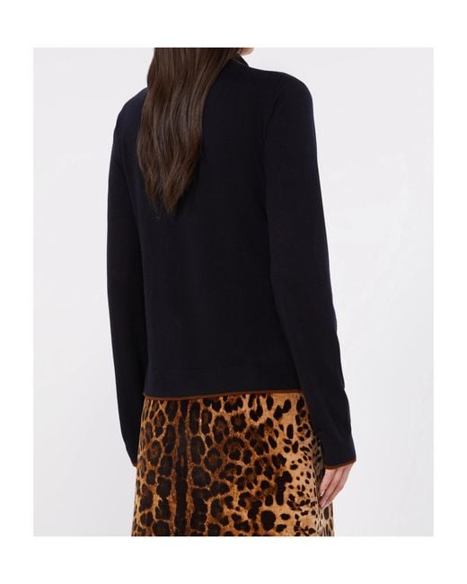 Max Mara Blue Studio Targa Contrast Trim Cardigan