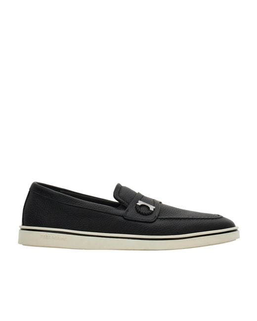 Ferragamo Black Ferragamo Gancini Boat Loafers for men