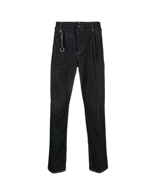 Incotex Black Straight-Leg Pleat-Detail Jeans for men