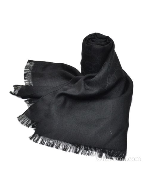 Gucci Black Jacquard Scarf
