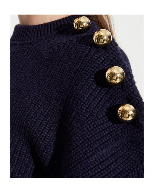 Lanvin Blue Balloon Sleeved Ribbed Jumper