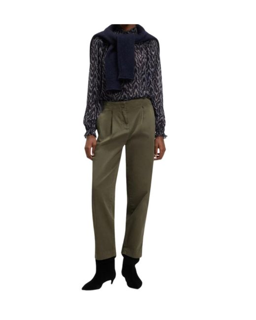 Boss Blue Benvylla Shirred-Detail Patterned Blouse