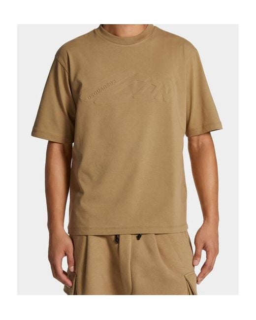 DSquared² Natural Logo Embossed Crewneck T-Shirt for men