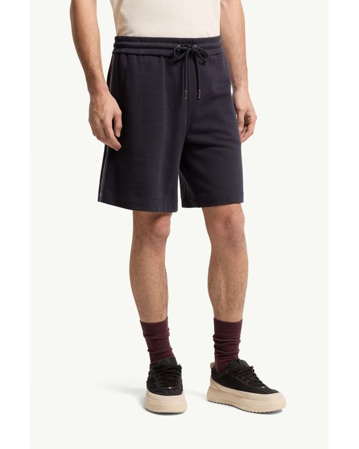 Moncler Blue Striped Trim Cotton Fleece Shorts for men