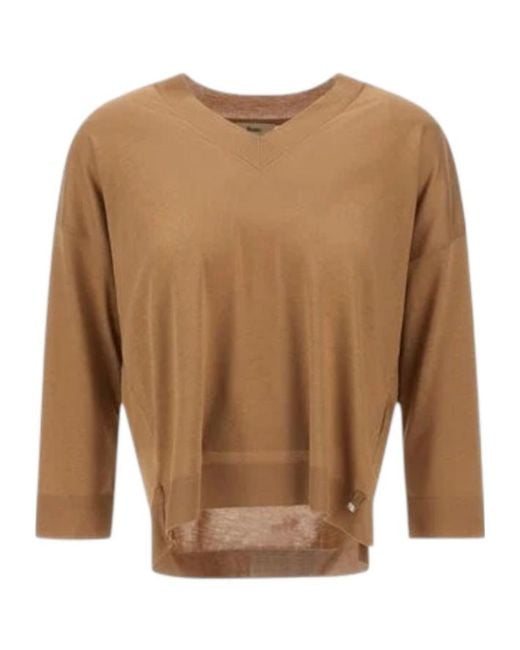Herno Brown V-Neck Knitted Sweater