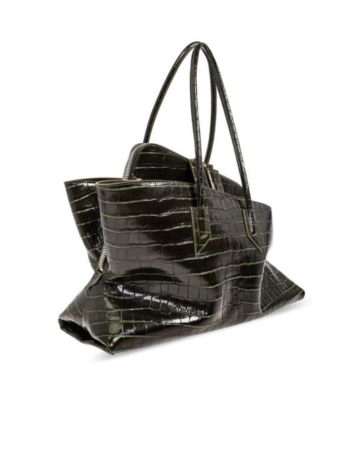 The Attico Black The La Passeggiata Embossed Medium Bag