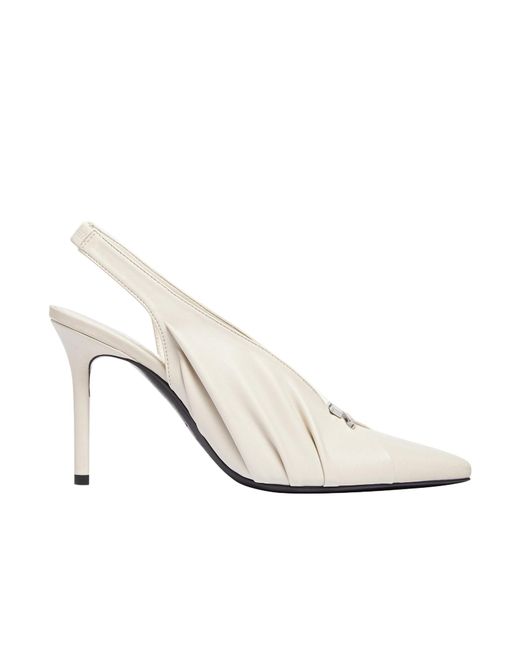 Courreges White Draped Faux Leather Slingbacks