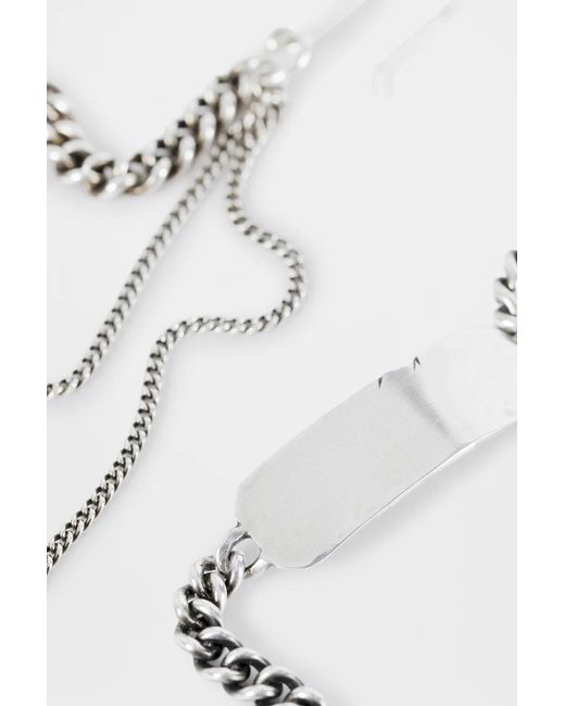 Ann Demeulemeester White Chain Rectangle-Plaque Earrings