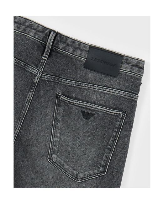 Emporio Armani Gray J06 Low-Rise Logo Patch Slim-Fit Jeans for men