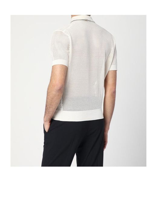 Prada White Logo Embroidered Short-Sleeved Polo Shirt for men